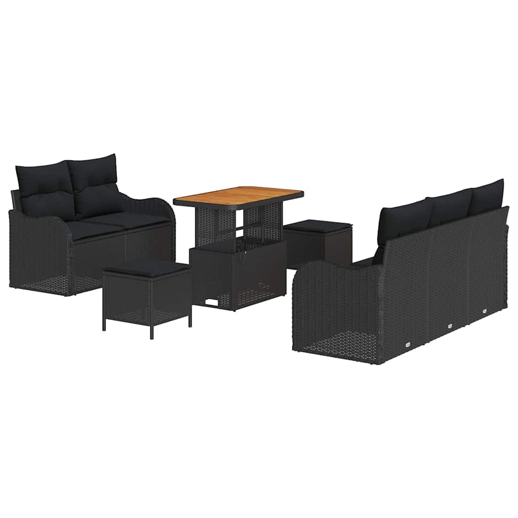 Havesofa Sæt 8 Dele Polyrattan, Stål Og Massivt Akacietræ - Billede 2