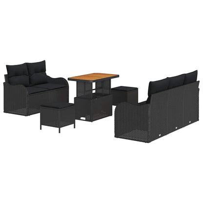 Havesofa Sæt 8 Dele Polyrattan, Stål Og Massivt Akacietræ - Billede 2