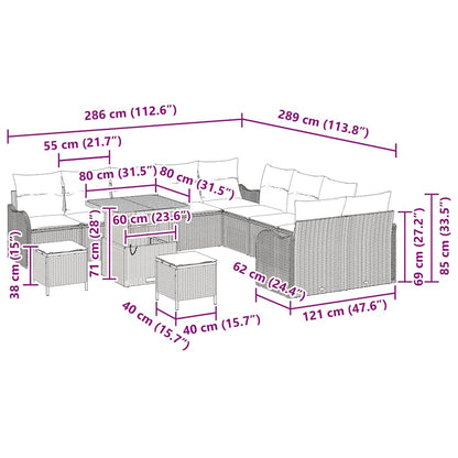 Havesofa Sæt 13 Dele Polyrattan, Stål Og Massivt Akacietræ - Billede 15