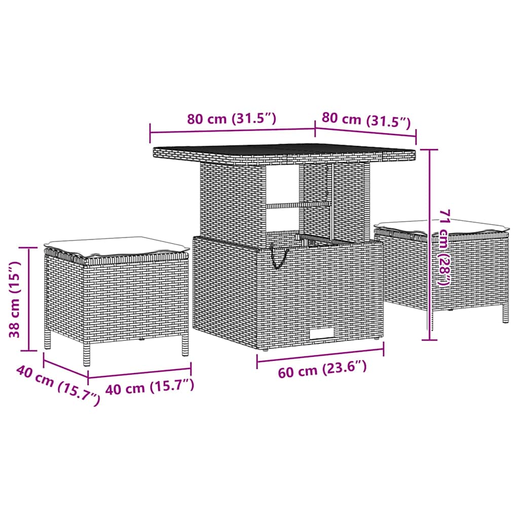 Havesofa Sæt Med Pude Med Opbevaring 10 Dele Og Cream - Billede 14