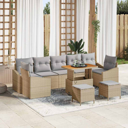 Havesofa Sæt Med Pude Med Opbevaring 10 Dele Poly Rattan