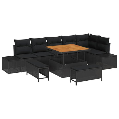 Havesofa Sæt Med Pude Med Opbevaring 9 Dele Poly Rattan - Billede 2