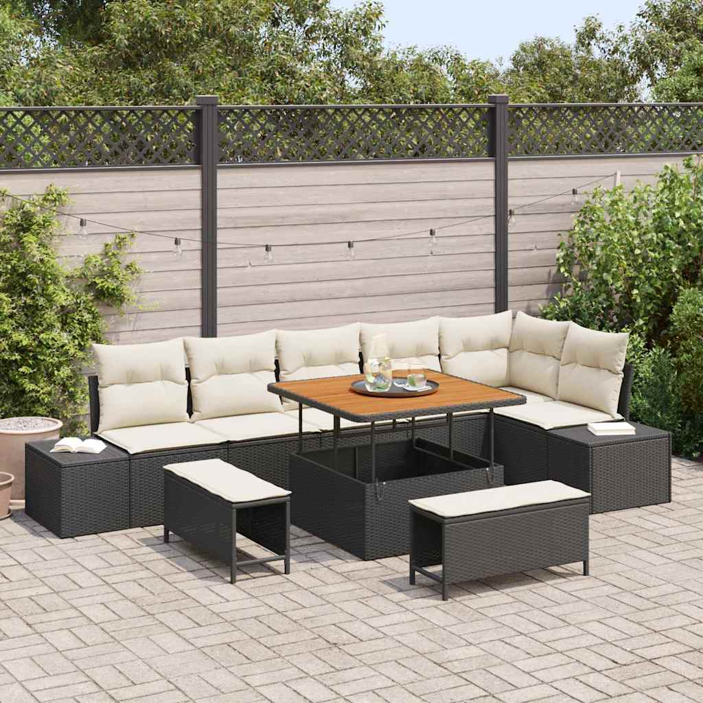 Havesofa Sæt Med Pude Med Opbevaring 9 Dele Poly Rattan - Variant 3364745