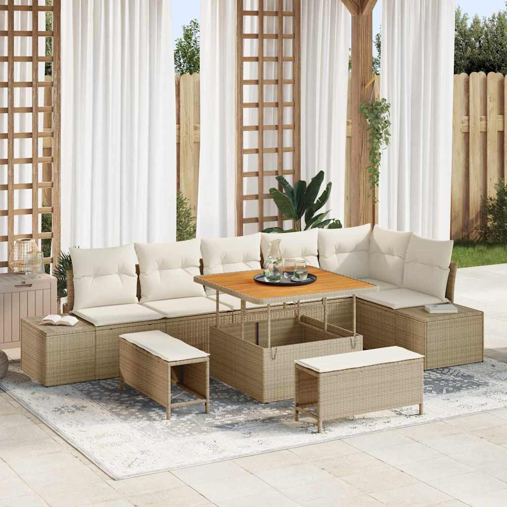 Havesofa Sæt Med Pude Med Opbevaring 9 Dele Poly Rattan - Variant 3364746