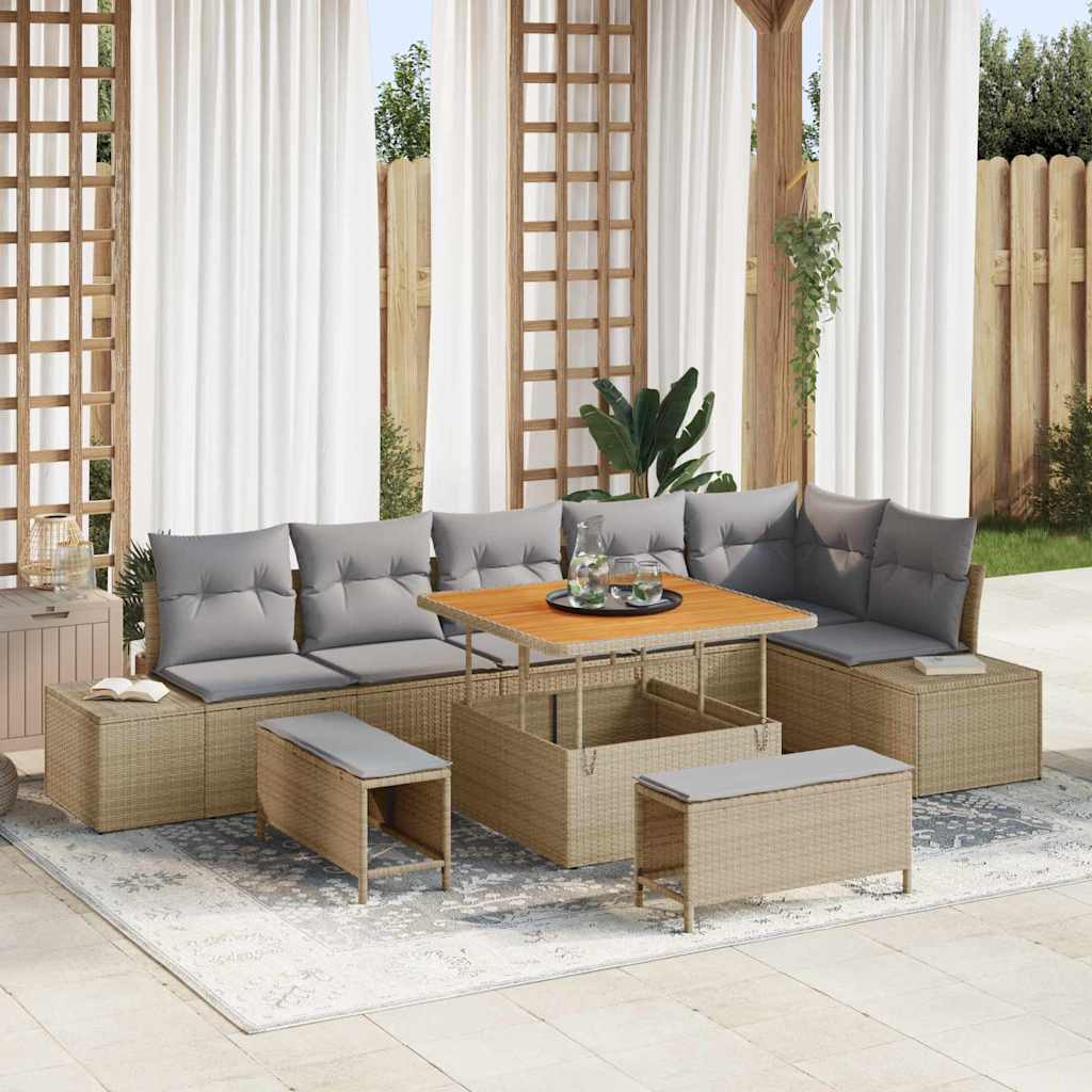 Havesofa Sæt Med Pude Med Opbevaring 9 Dele Poly Rattan - Variant 3364747