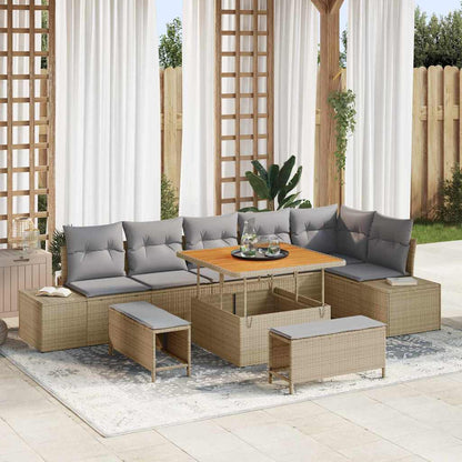 Havesofa Sæt Med Pude Med Opbevaring 9 Dele Poly Rattan - Variant 3364747
