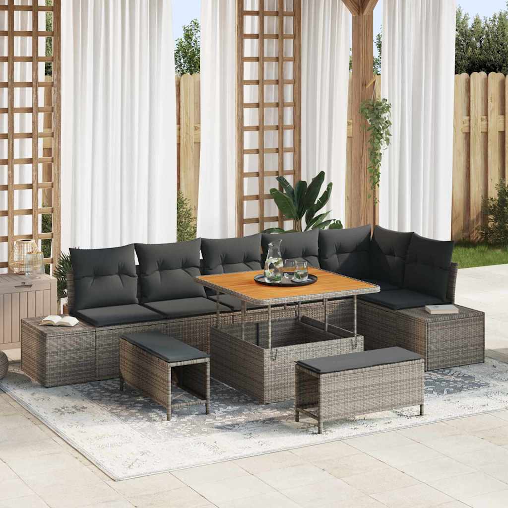 Havesofa Sæt Med Pude Med Opbevaring 9 Dele Poly Rattan - Variant 3364748