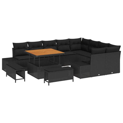 Havesofa Sæt Med Pude Med Opbevaring 12 Dele Poly Rattan - Billede 2