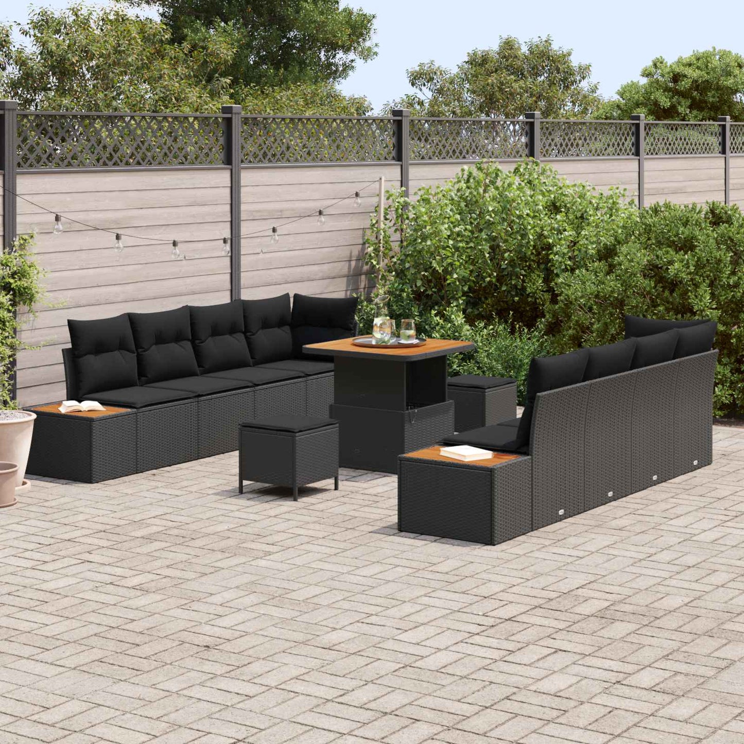 Havesofa Sæt Med Pude Med Opbevaring 11 Dele Poly Rattan - Billede 3