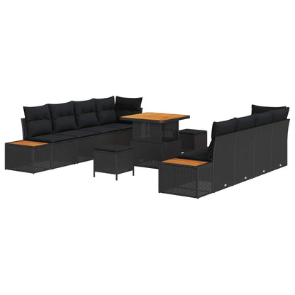 Havesofa Sæt Med Pude Med Opbevaring 11 Dele Poly Rattan - Billede 2