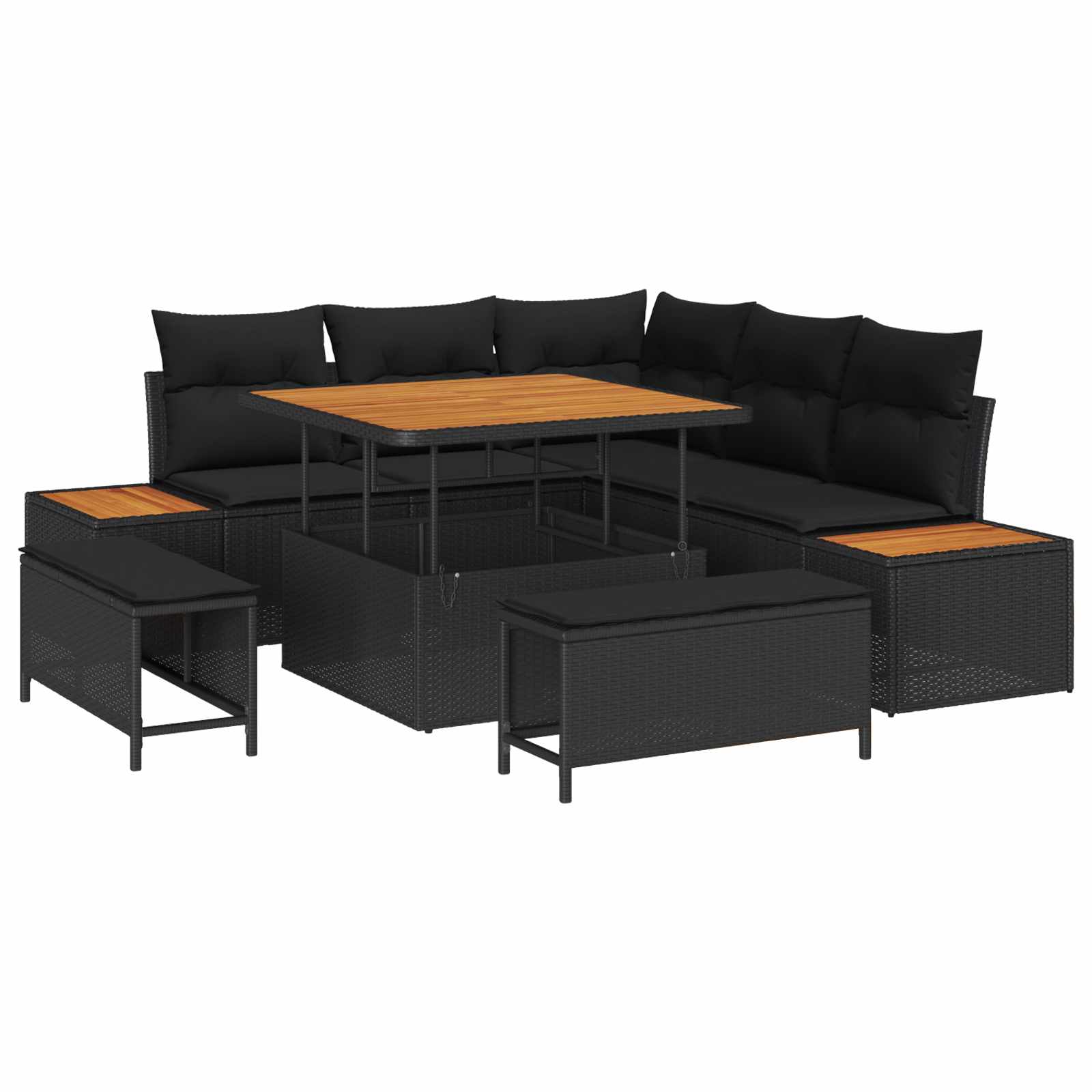 Havesofa Sæt Med Pude Med Opbevaring 8 Dele Poly Rattan - Billede 2