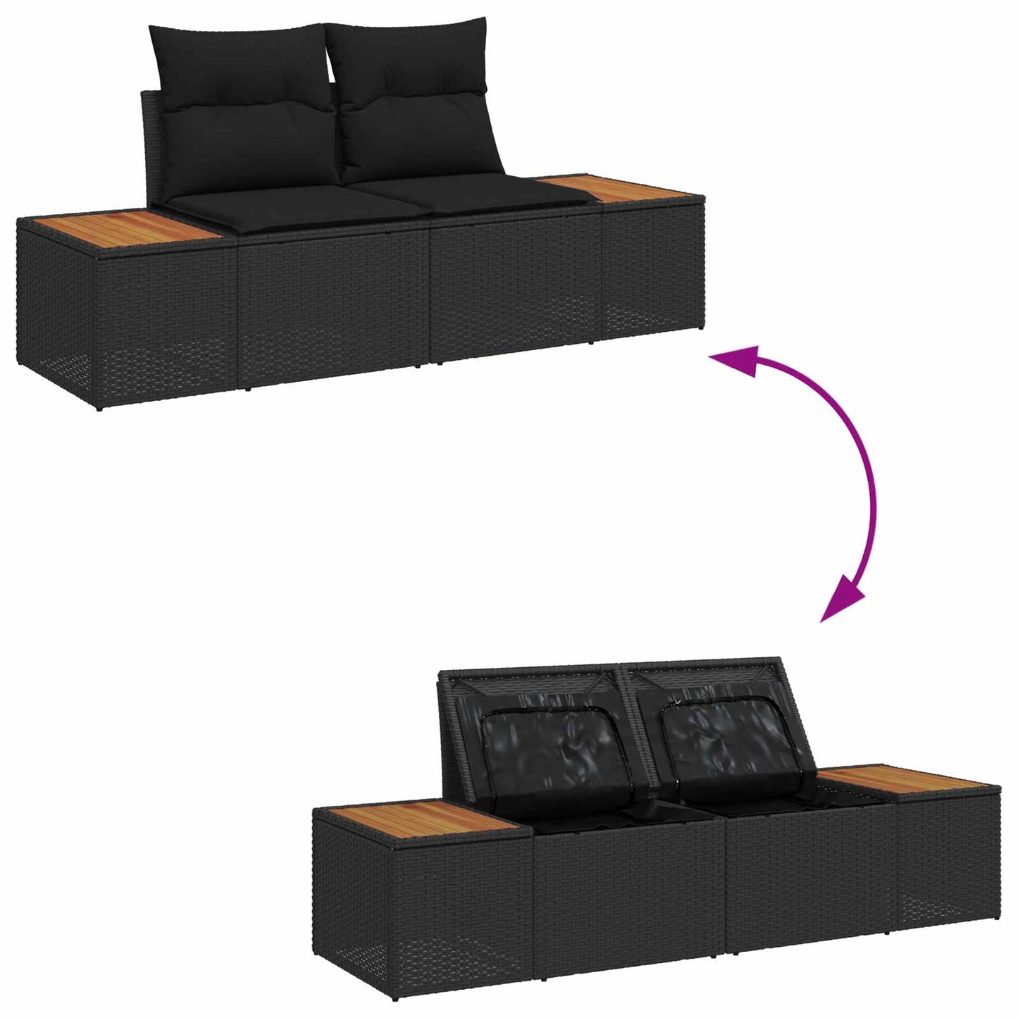 Havesofa Sæt Med Pude Med Opbevaring 8 Dele Poly Rattan - Billede 12
