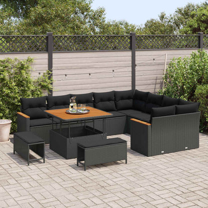 Havesofa Sæt Med Pude Med Opbevaring 12 Dele Poly Rattan - Billede 3