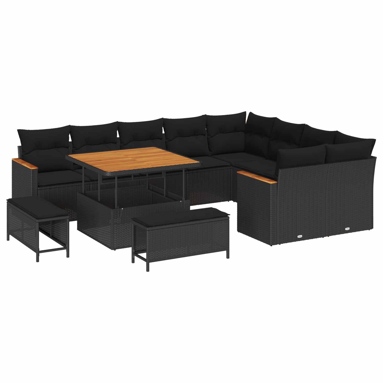 Havesofa Sæt Med Pude Med Opbevaring 12 Dele Poly Rattan - Billede 2