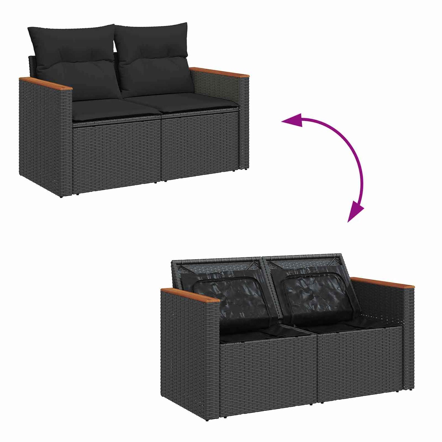 Havesofa Sæt Med Pude Med Opbevaring 12 Dele Poly Rattan - Billede 12