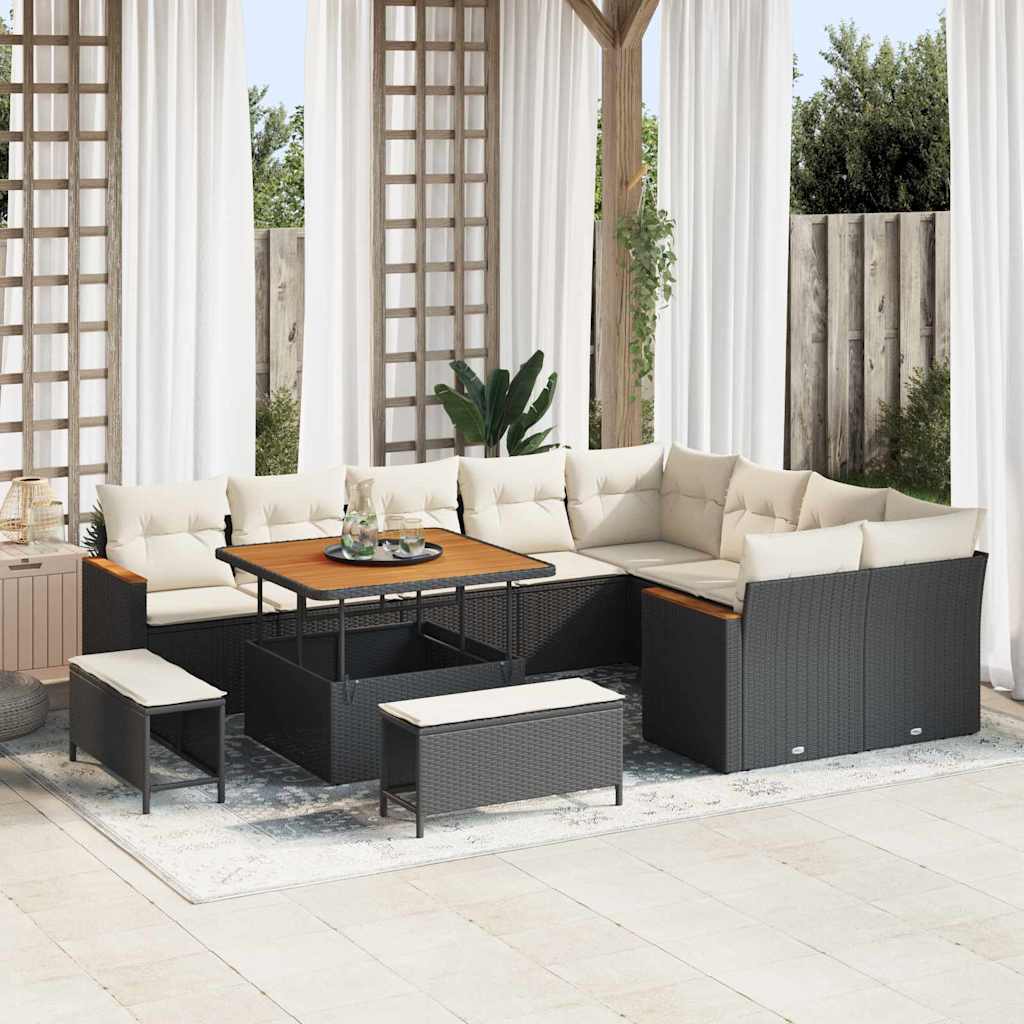 Havesofa Sæt Med Pude Med Opbevaring 12 Dele Poly Rattan - Variant 3365025