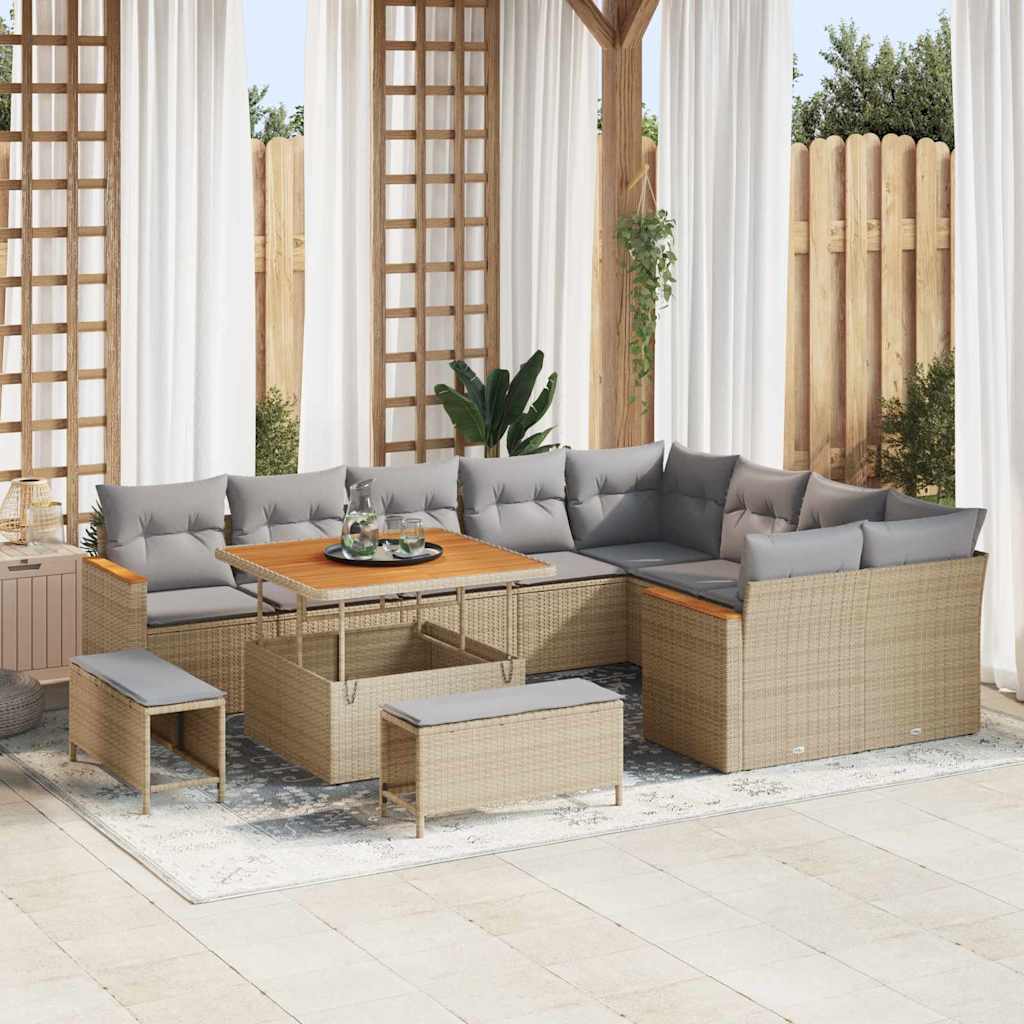 Havesofa Sæt Med Pude Med Opbevaring 12 Dele Poly Rattan - Variant 3365027