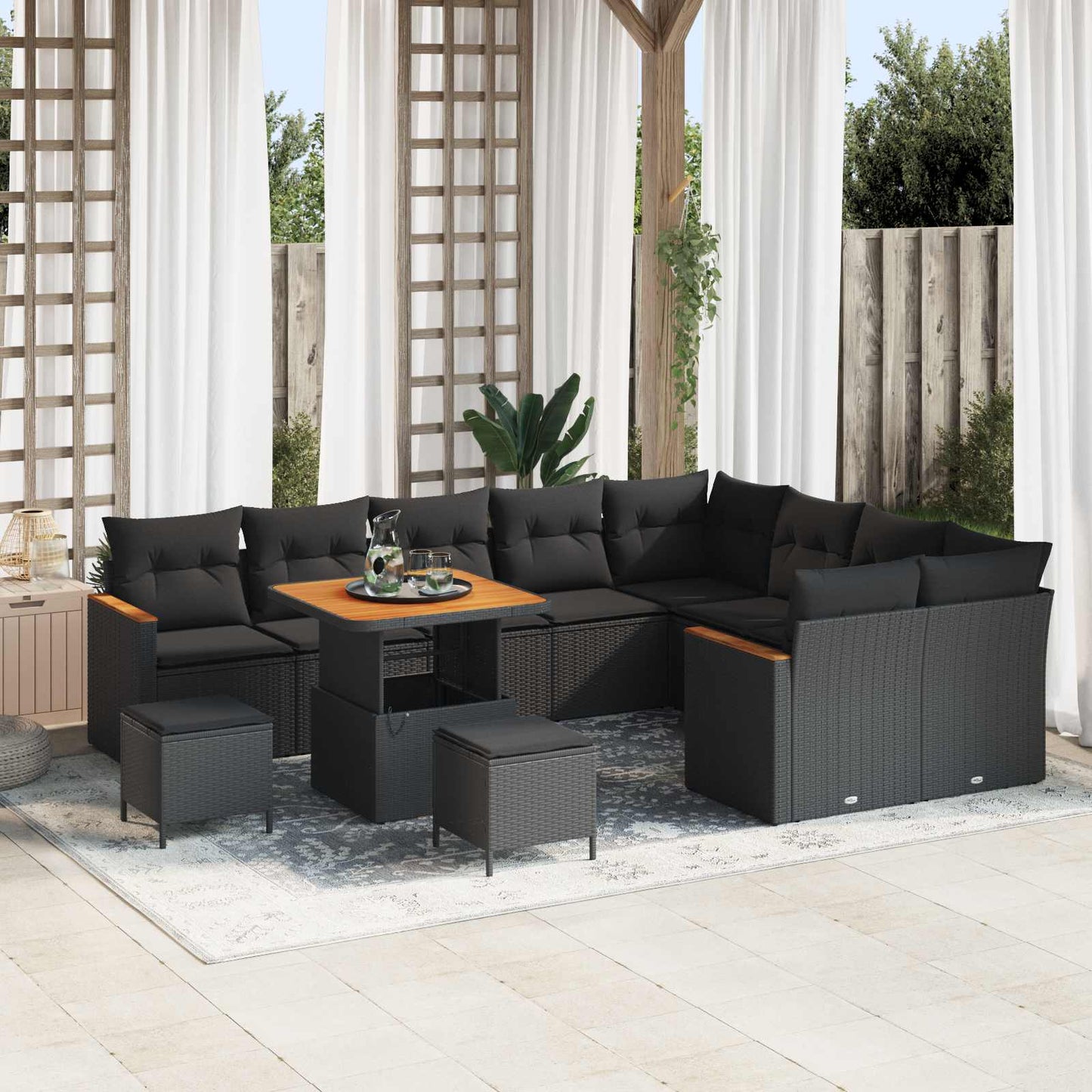 Havesofa Sæt Med Pude Med Opbevaring 12 Dele Poly Rattan - Variant 3365029