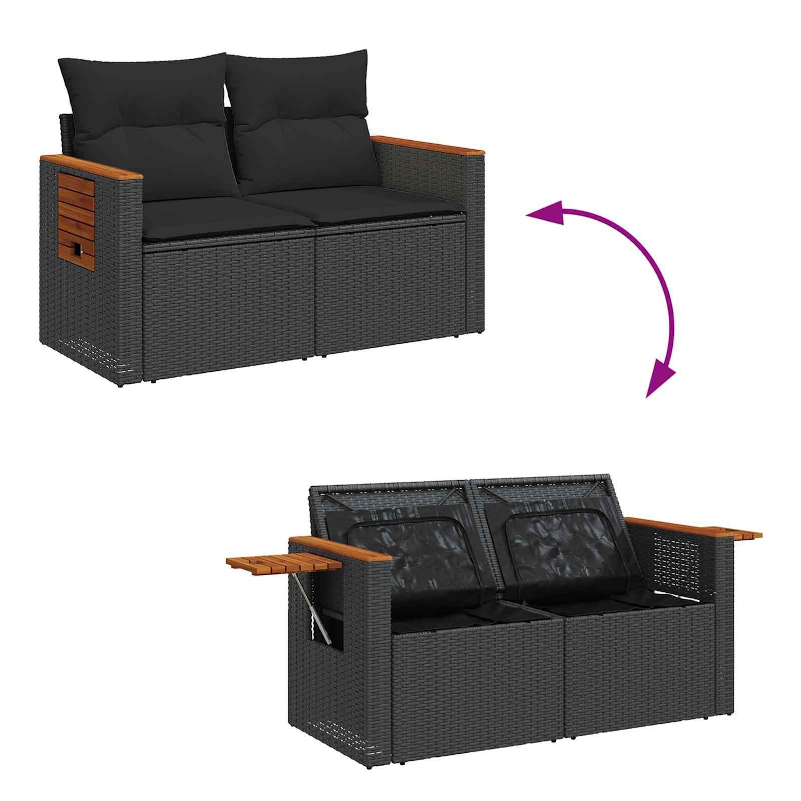 Havesofa Sæt Med Pude 17 Dele Polyrattan - Billede 11