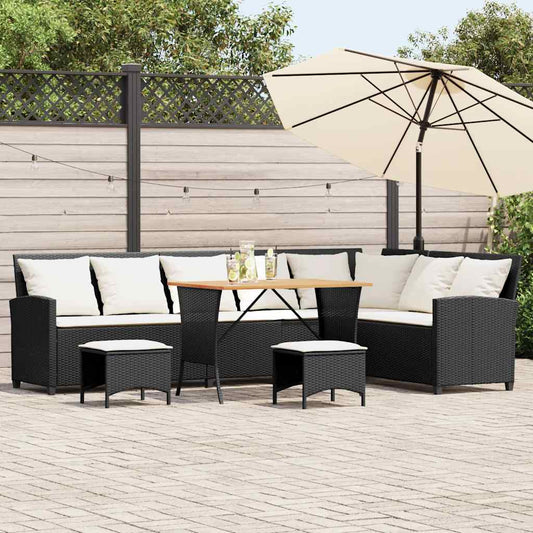 Sofasæt Til Haven 4 Dele Med Hynder L-Formet Polyrattan Sort