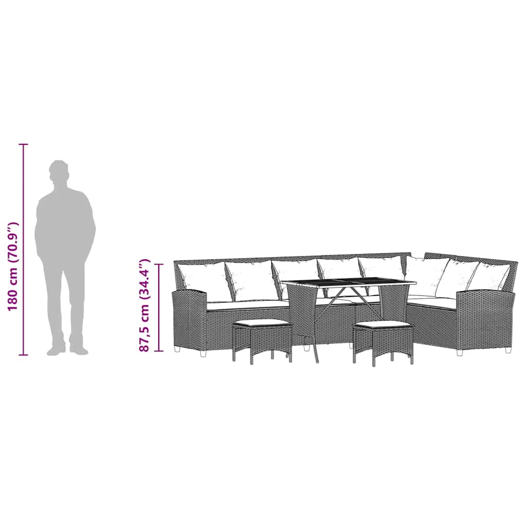 Sofasæt Til Haven 4 Dele Med Hynder L-formet Polyrattan - Billede 17