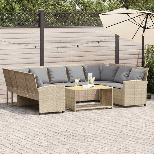 Havesofa Med Hynder Polyrattan Beige
