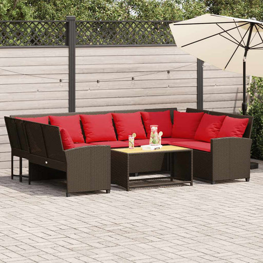 Havesofa Med Hynder Polyrattan Brun
