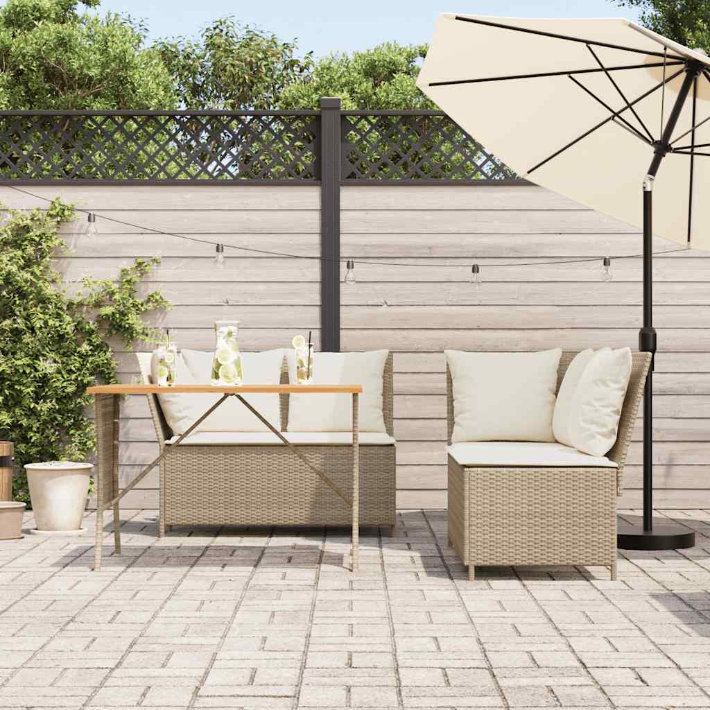 Sofasæt Til Haven 3 Dele Med Hynder Polyrattan - Billede 3