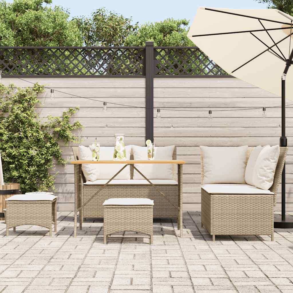 Sofasæt Til Haven 5 Dele Med Hynder Polyrattan - Billede 3