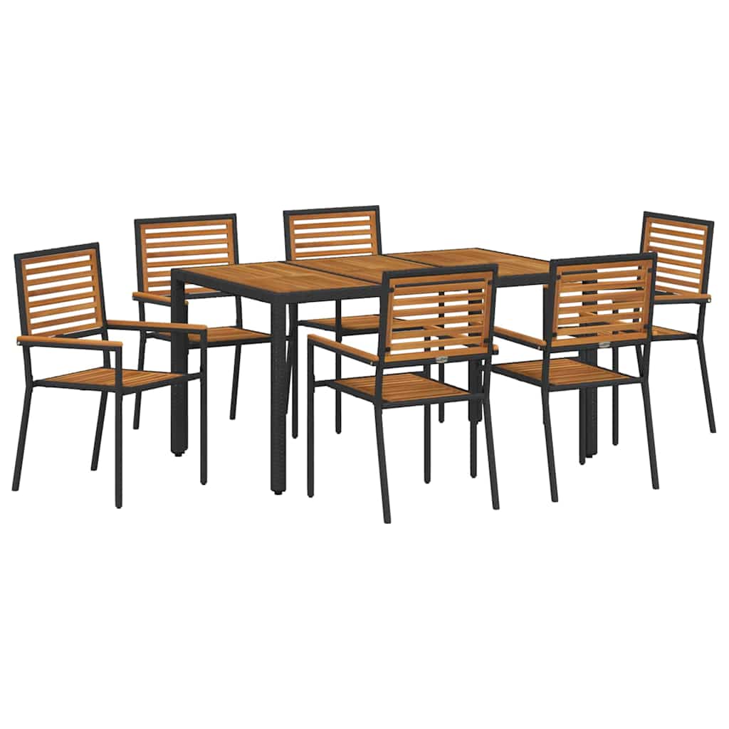 Have Spisebordssæt 7 Dele Og Brunt Polyrattan - Billede 2