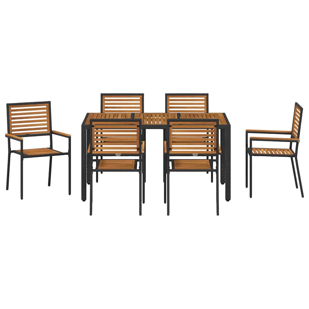 Have Spisebordssæt 7 Dele Og Brunt Polyrattan - Billede 7