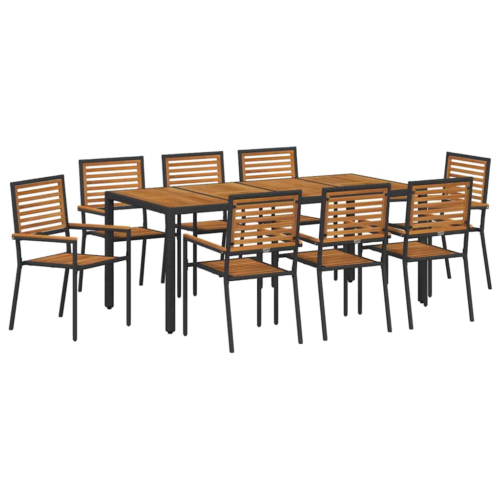 Have Spisebordssæt 9 Dele Og Brunt Polyrattan - Billede 2