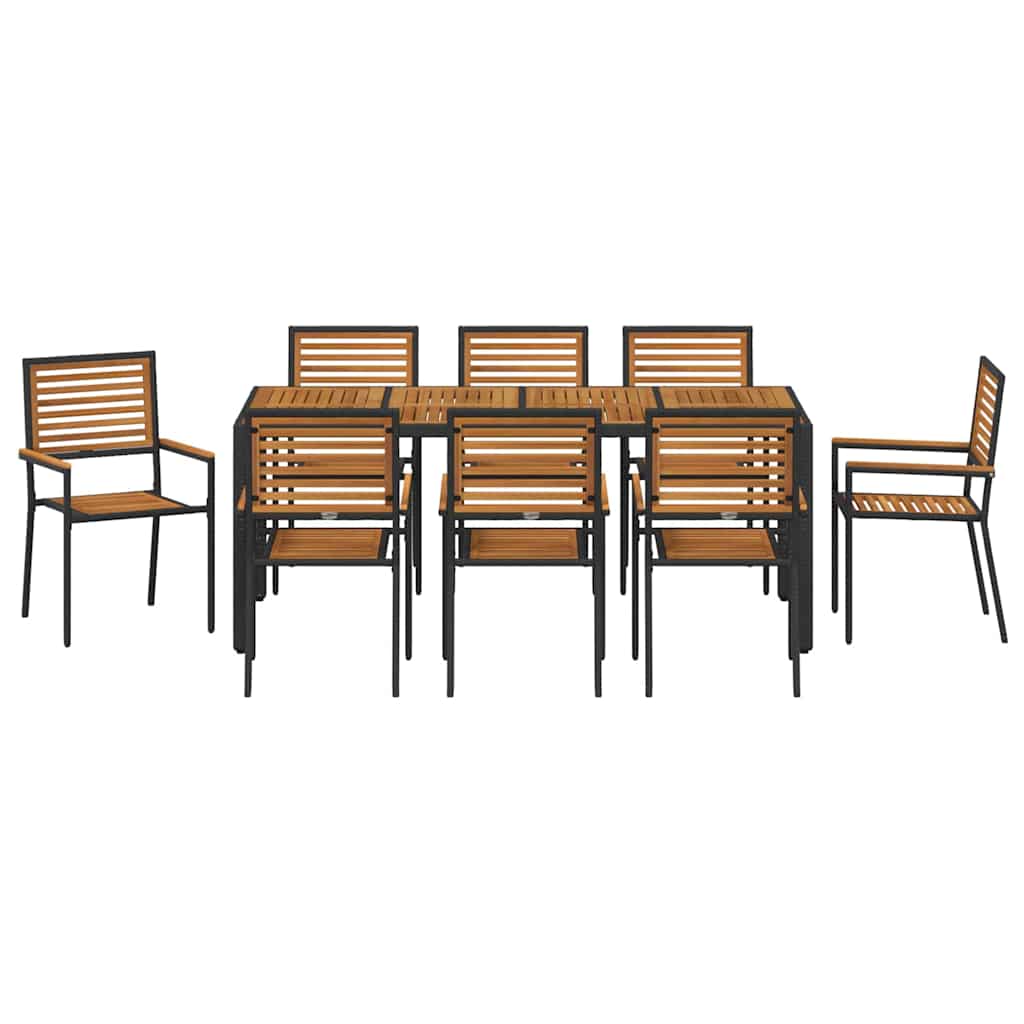 Have Spisebordssæt 9 Dele Og Brunt Polyrattan - Billede 7