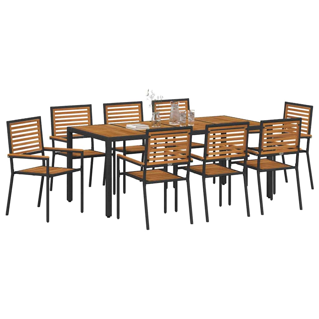 Have Spisebordssæt 9 Dele Og Brunt Polyrattan - Billede 3