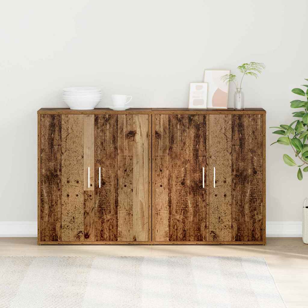 Highboard 2 Pcs Gammelt Træ 60 X 31 X 70 Cm Konstrueret Træ - Hovedbillede