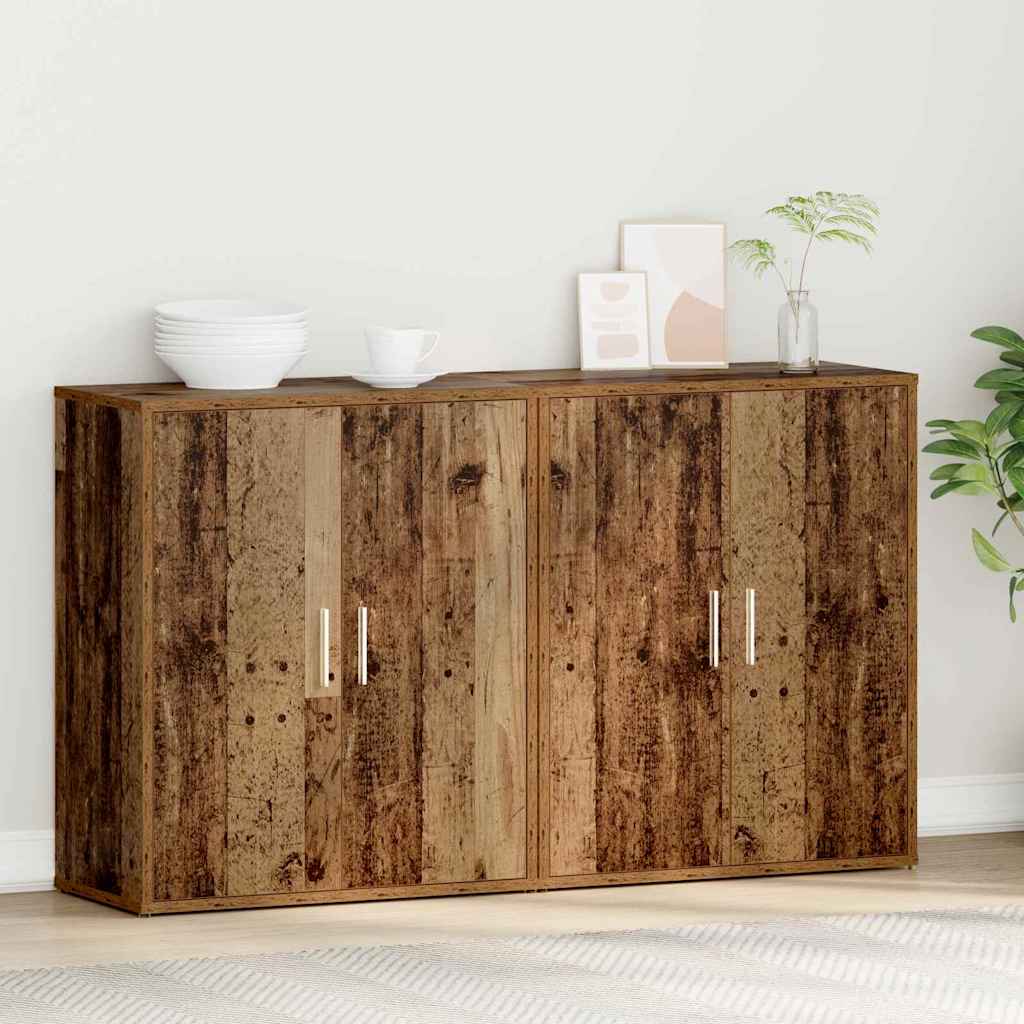 Highboard 2 Pcs Gammelt Træ 60 X 31 X 70 Cm Konstrueret Træ - Billede 4