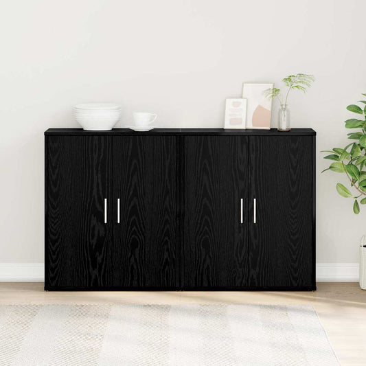 Highboard 2 Pcs Sort Eg 60 X 31 X 70 Cm Konstrueret Træ - Hovedbillede