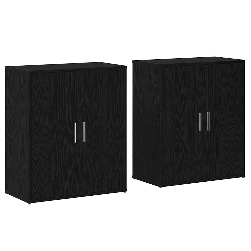 Highboard 2 Pcs Sort Eg 60 X 31 X 70 Cm Konstrueret Træ - Billede 2