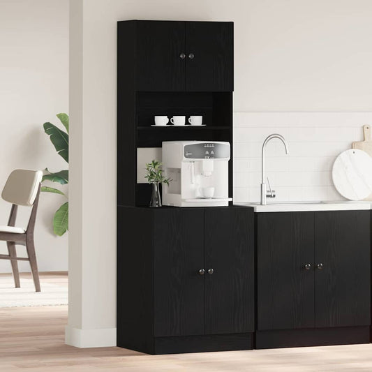 Køkkenskab Med Hylde Sort Eg 60 X 50 X 180 Cm Konstrueret Træ - Hovedbillede