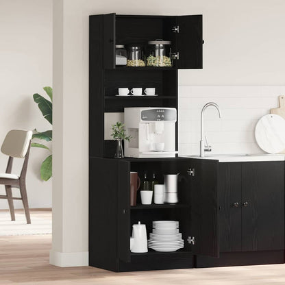 Køkkenskab Med Hylde Sort Eg 60 X 50 X 180 Cm Konstrueret Træ - Billede 4