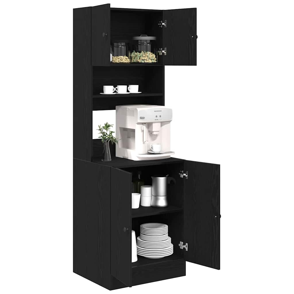 Køkkenskab Med Hylde Sort Eg 60 X 50 X 180 Cm Konstrueret Træ - Billede 3