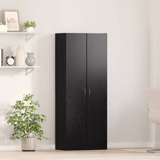 Kontorskab Med Hylde Sort Eg 60 X 32 X 153 Konstrueret Træ - Hovedbillede