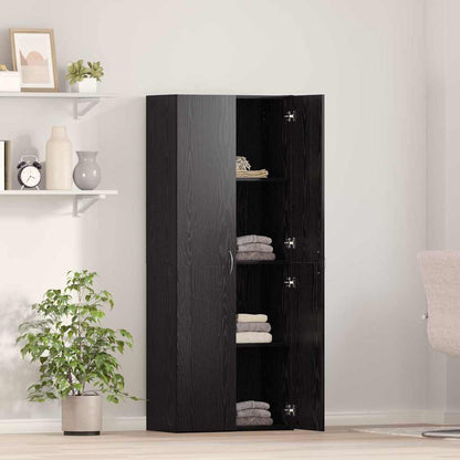 Kontorskab Med Hylde Sort Eg 60 X 32 X 153 Konstrueret Træ - Billede 4