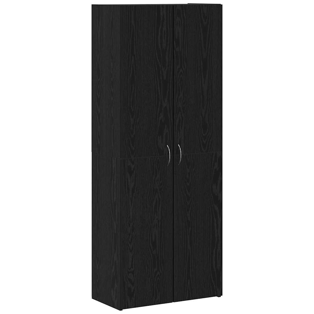 Kontorskab Med Hylde Sort Eg 60 X 32 X 153 Konstrueret Træ - Billede 2