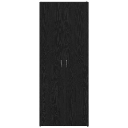 Kontorskab Med Hylde Sort Eg 60 X 32 X 153 Konstrueret Træ - Billede 6