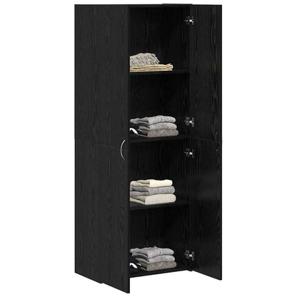 Kontorskab Med Hylde Sort Eg 60 X 32 X 153 Konstrueret Træ - Billede 3