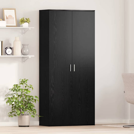 Højskab Sort Eg 80 X 35 X 180 Cm Konstrueret Træ - Hovedbillede