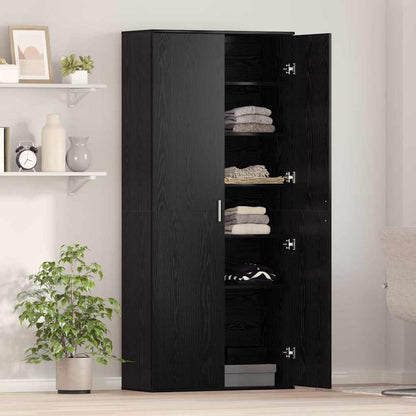 Højskab Sort Eg 80 X 35 X 180 Cm Konstrueret Træ - Billede 4