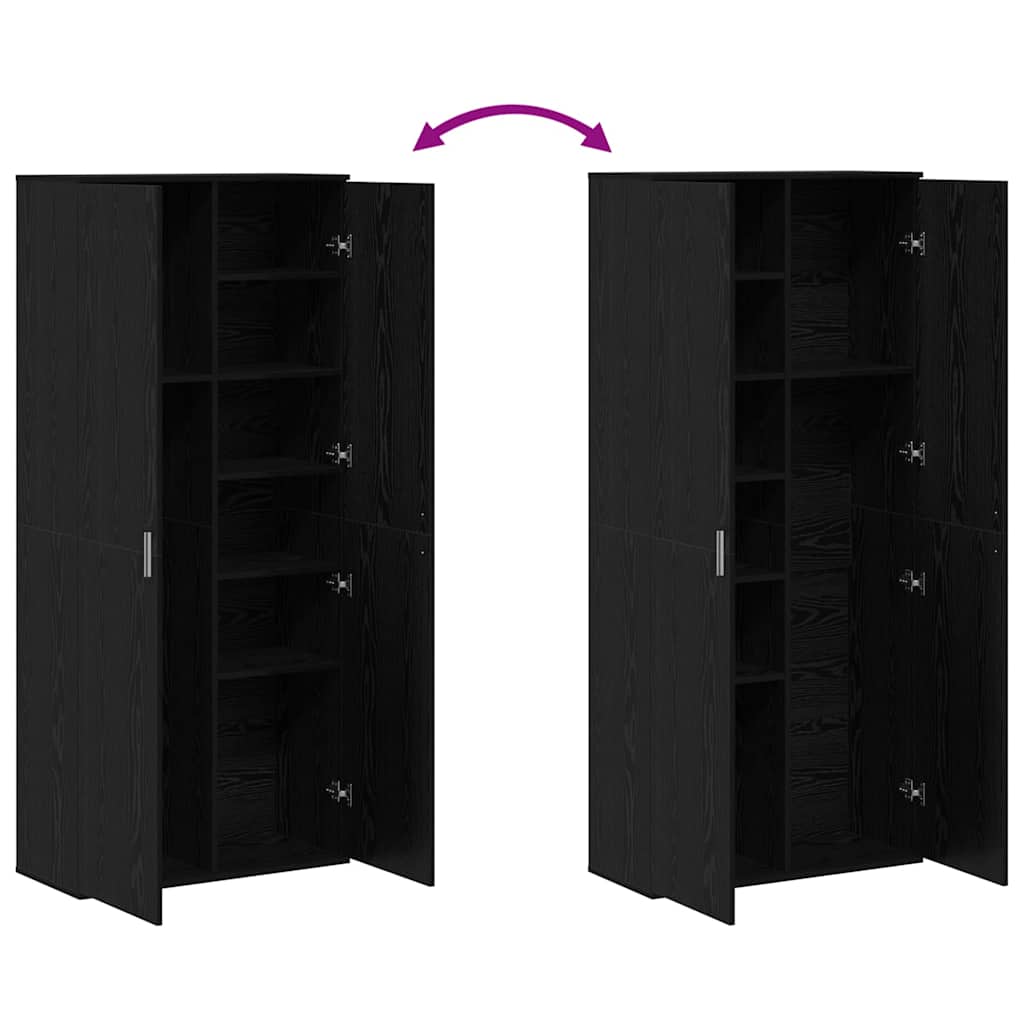 Højskab Sort Eg 80 X 35 X 180 Cm Konstrueret Træ - Billede 11