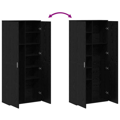 Højskab Sort Eg 80 X 35 X 180 Cm Konstrueret Træ - Billede 11
